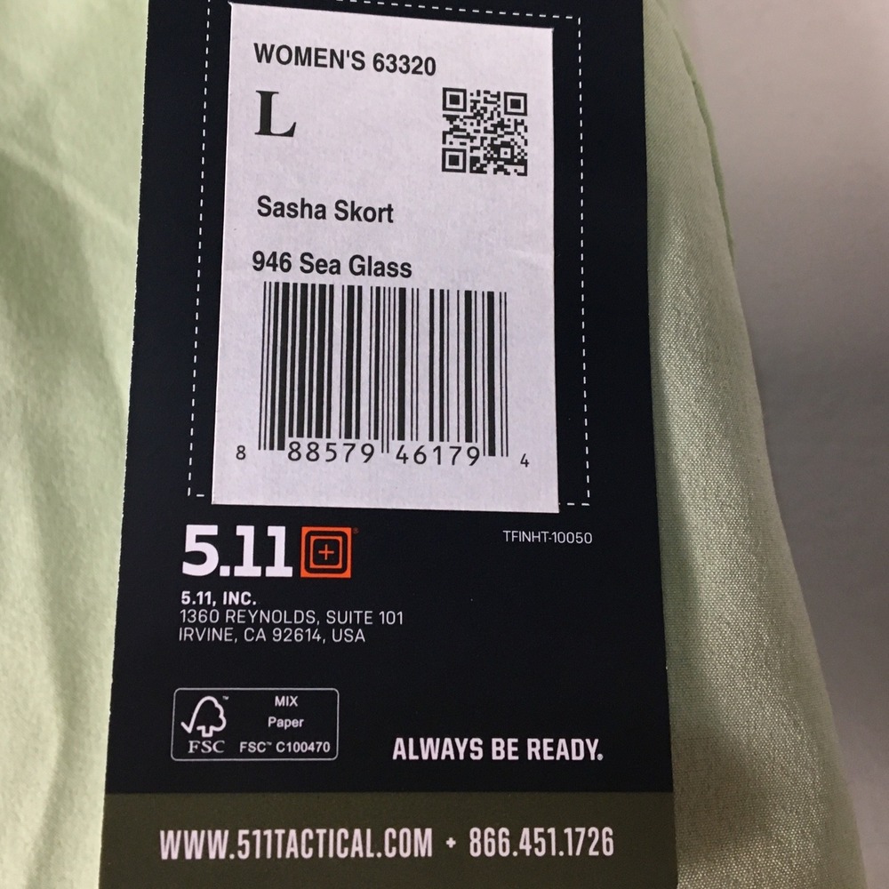 5.11 Tactical Sasha Skort Women's L Sea Glass Green Snag Resistant Zip Pocket - Picture 3 of 7